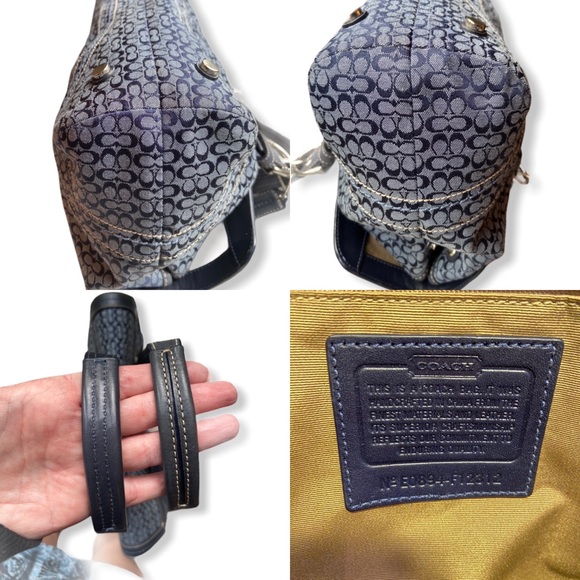 Coach Signature Soho Flap Satchel Navy Large - Picture 7 of 8